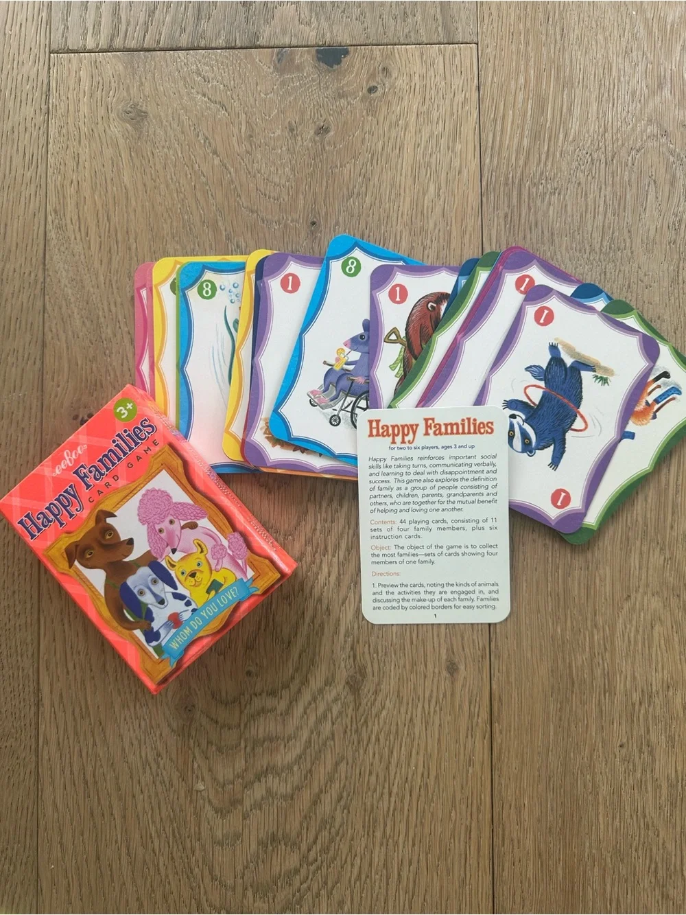 eeBoo Happy Families Card Game - Coral Pink Illustrated Box
